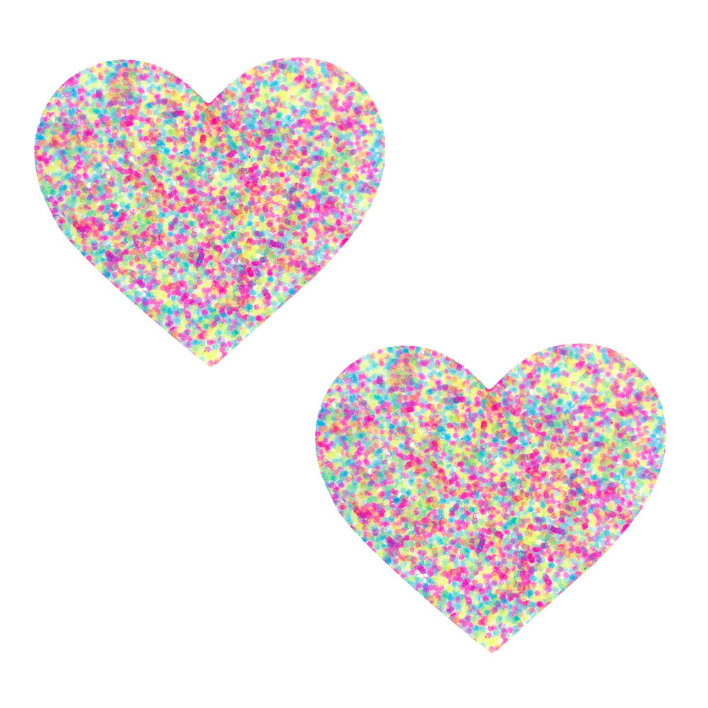 Neva Nude Sprankles Neon Blacklight Glitter I Heart U Nipztix Pasties — intimate product at Stuffgoodies