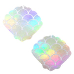 Neva Nude Mystical Mermaid White Holographic Mermaid Shell Nipztix Pasties — intimate product at Stuffgoodies
