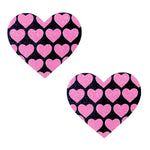 Neva Nude Pink Heart Neon Valentines Black Glitter Heart Nipple Cover Pasties — intimate product at Stuffgoodies