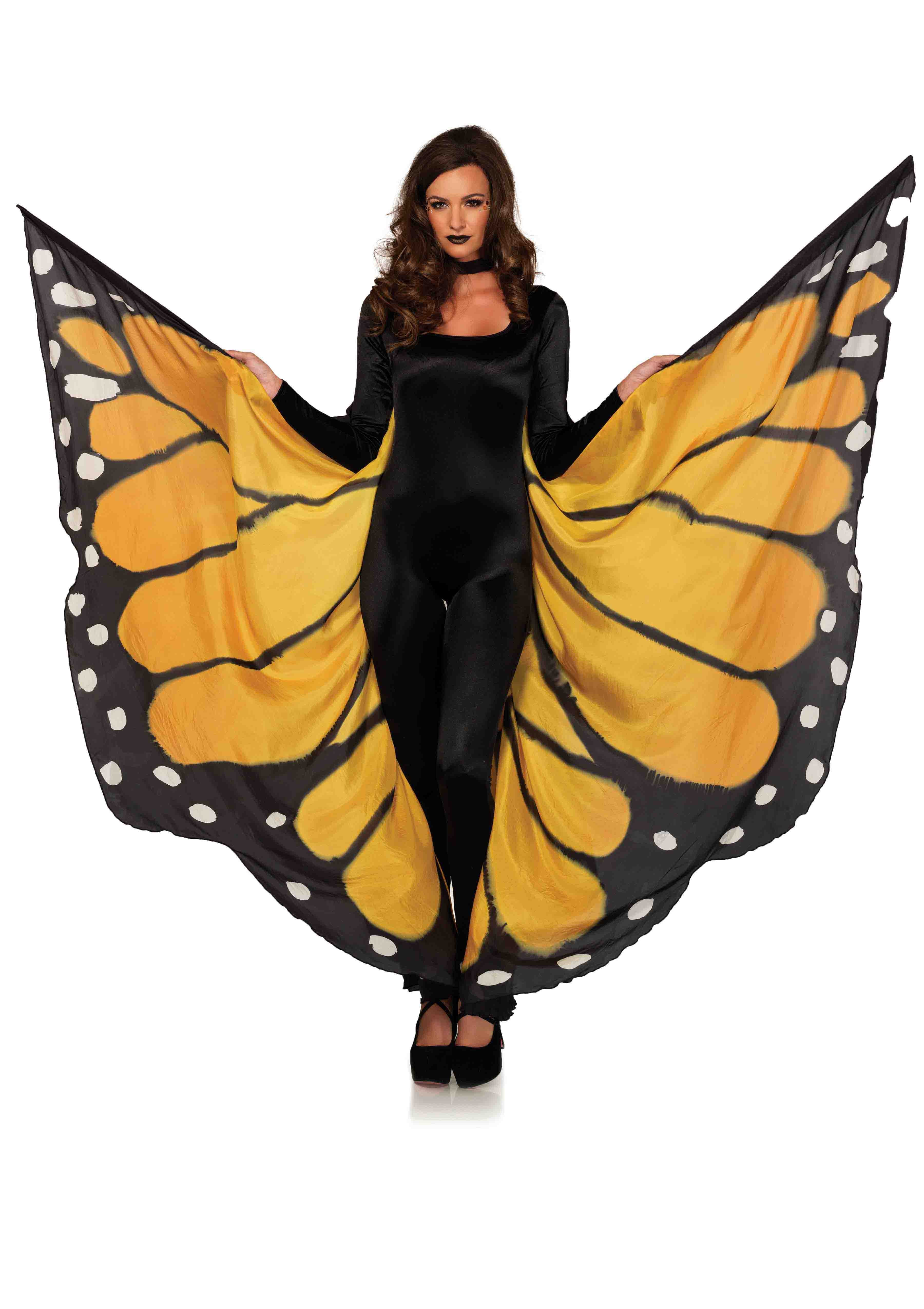 Leg Avenue Festival Butterfly Wing Halter Cape - Orange/ - One Size - Black — black intimate product at Stuffgoodies