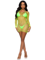 "Supreme Fence Net Mini Dress - One Size - Neon Green LA-86128NGRNOS"
