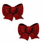 Neva Nude Ravish Me Red Glitter Bow Nipple Cover Pasties — intimate product at Stuffgoodies
