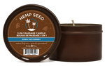 "Hemp Seed 3-in-1 Massage Candle Down the Chimney 6oz/ 170 G EB-HSCH021B"