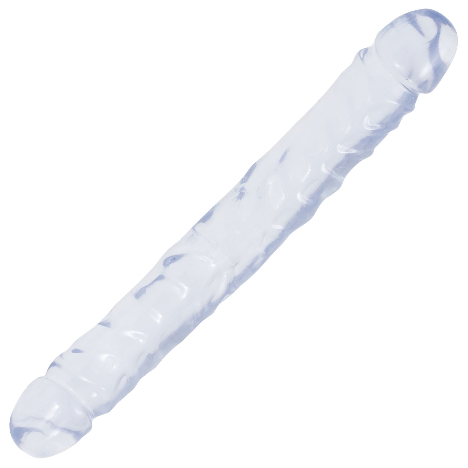 Doc Johnson Crystal Jellies Jr Double Dong 12 Inch - Clear — clear intimate product at Stuffgoodies