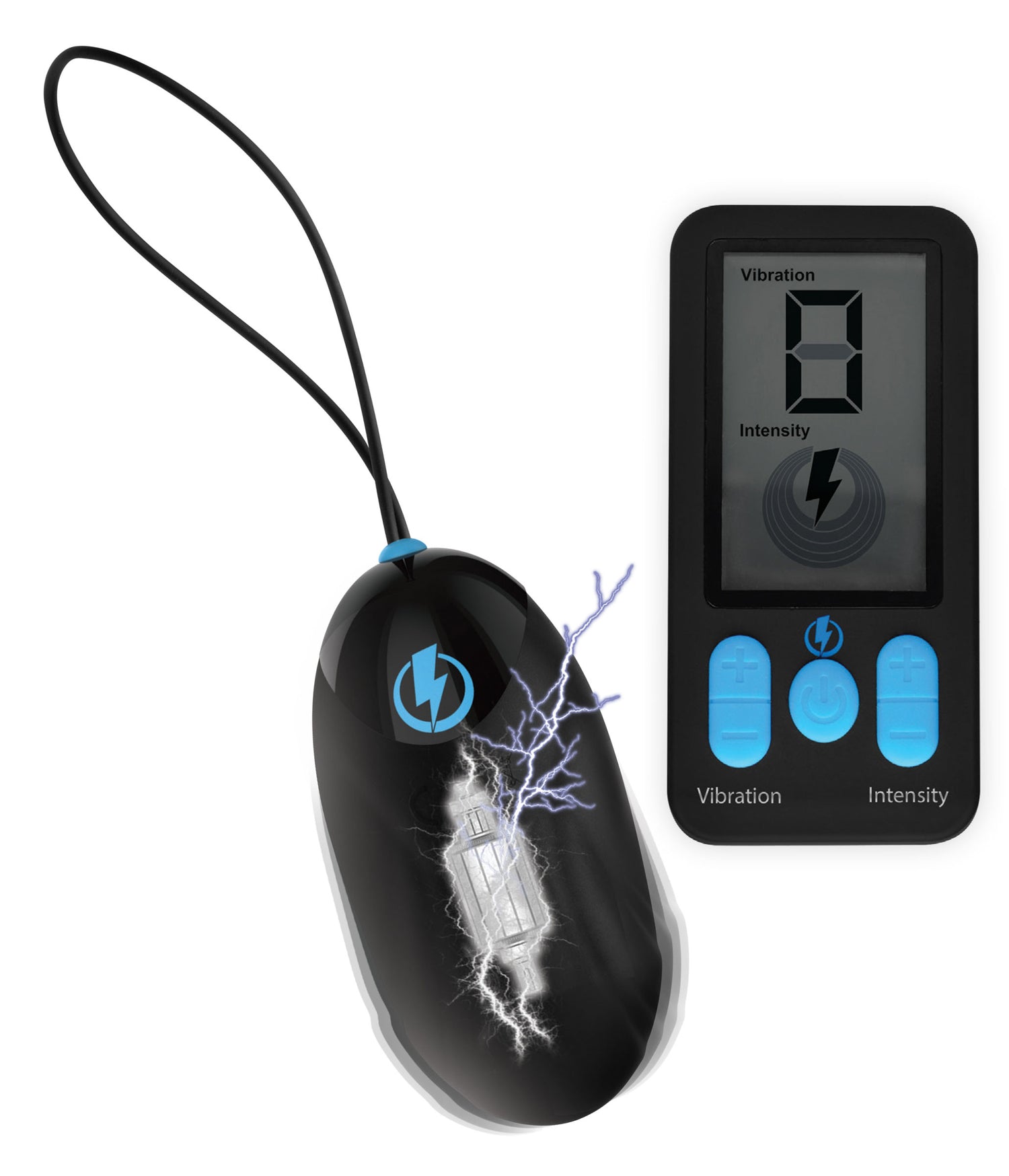 XR Brands E-Stim Pro Silicone Vibrating Egg With Remote Control - Black — black bullet vibrator at Stuffgoodies