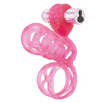 CalExotics Lovers Cage Stretchy Cock Cage Comfortable Scrotum Cage Pink Rechargeable — cock ring at Stuffgoodies
