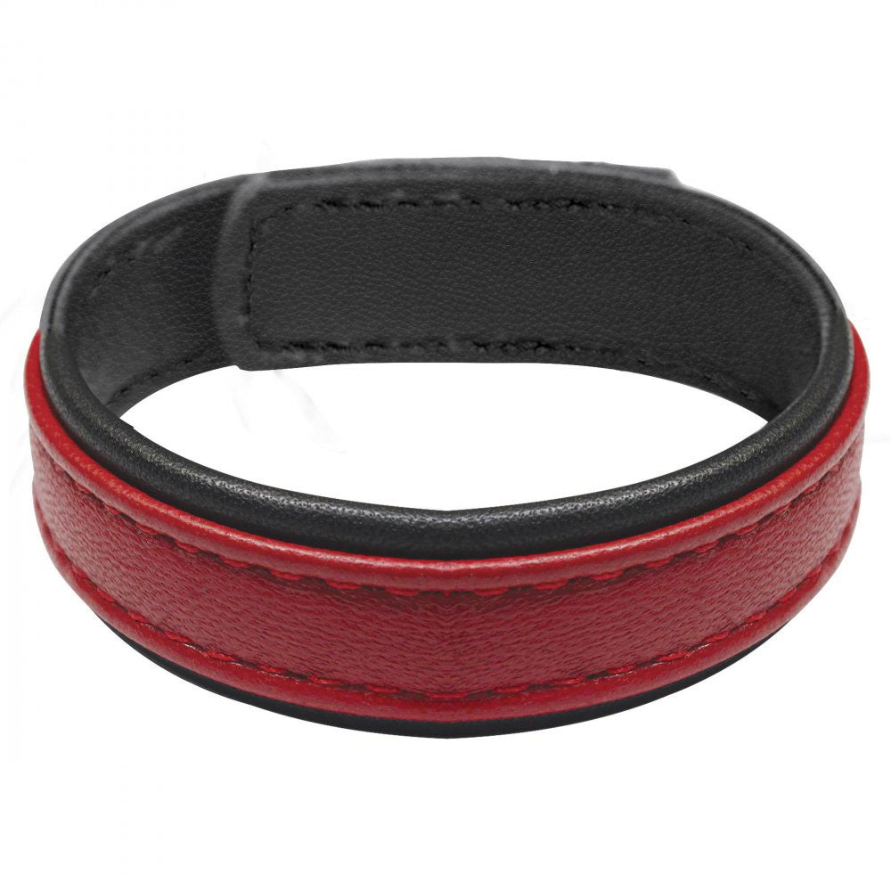 "Leather and Velcro Cock Ring - Red STR-AH013-RED"