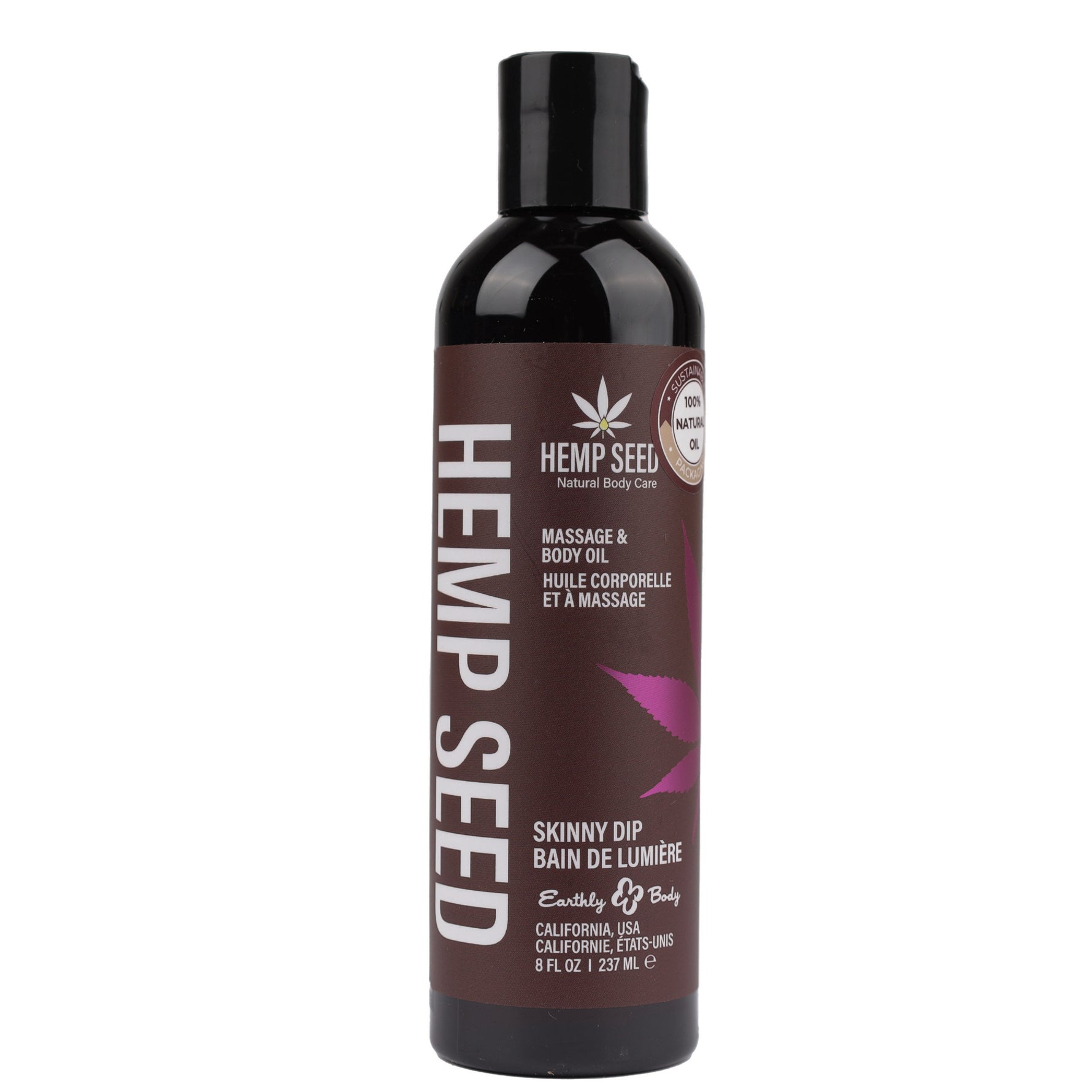 Earthly Body Hemp Seed Massage and Body Oil - Skinny Dip - 8 Fl. Oz./ 237ml — intimate product at Stuffgoodies