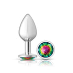 "Rainbow Round Gem Silver Metal Plug - Md VB-CC9118"