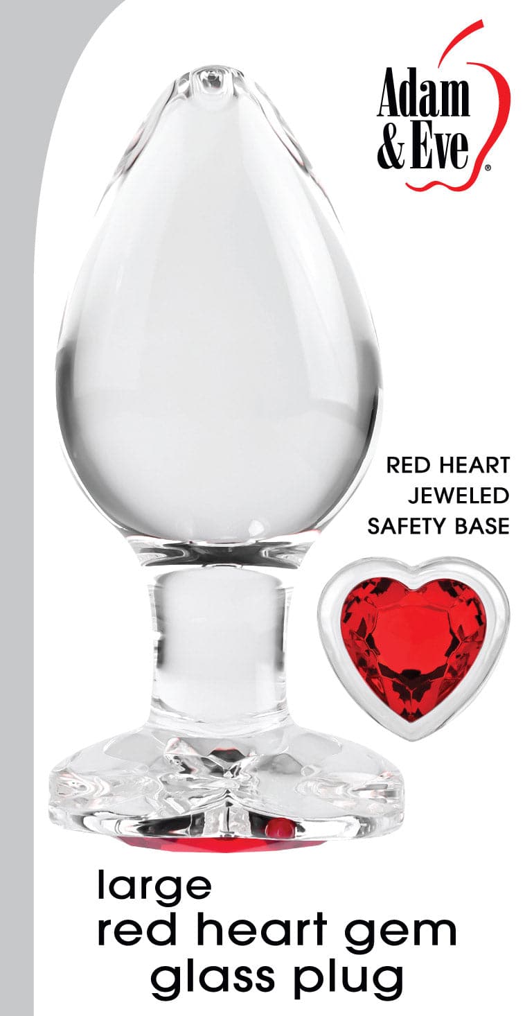 red heart gem glass plug large