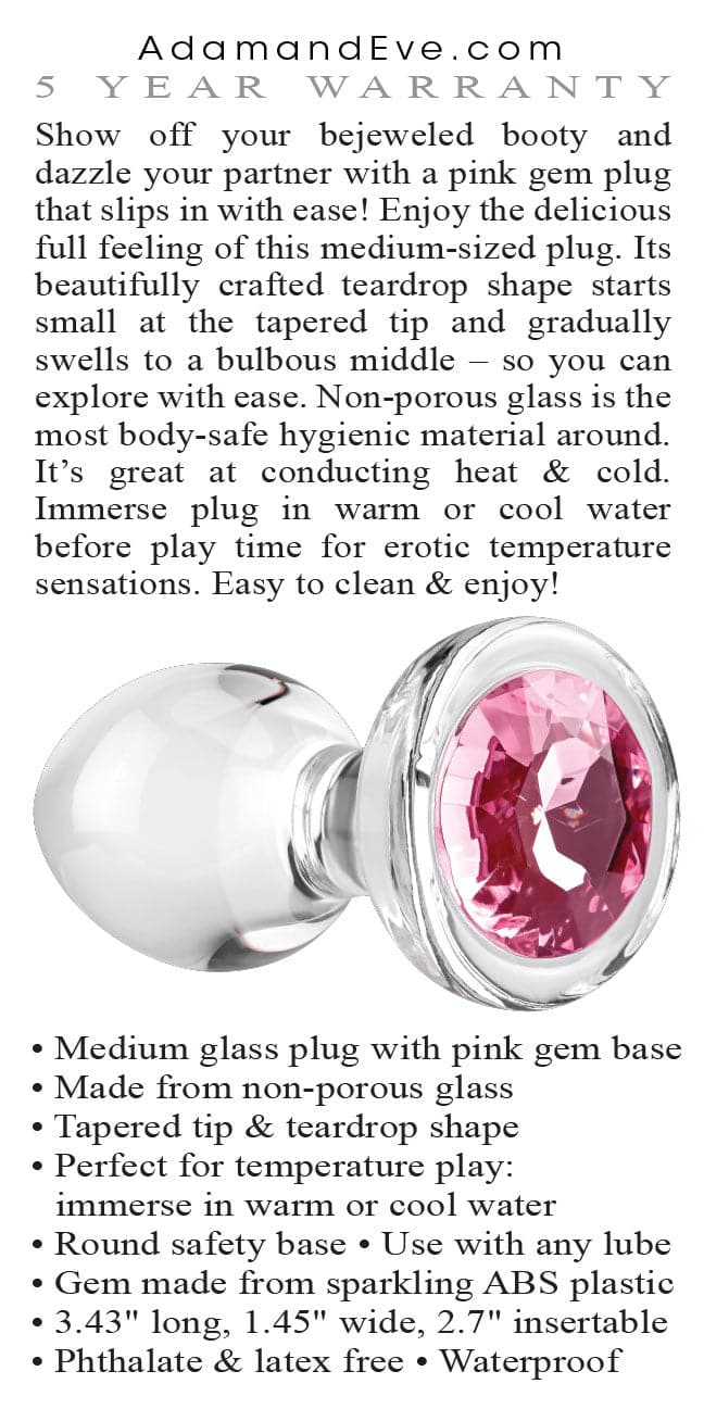 pink gem glass plug medium pink