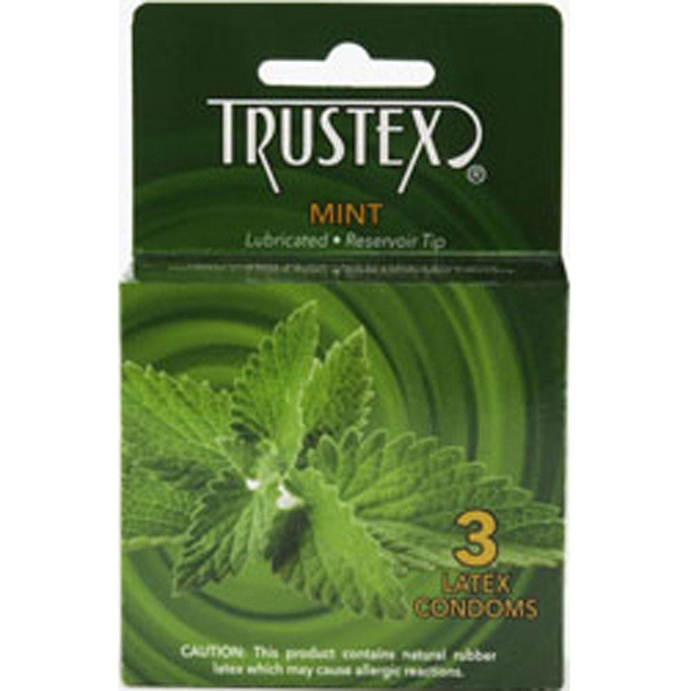trustex flavored lubricated condoms 3 pack mint
