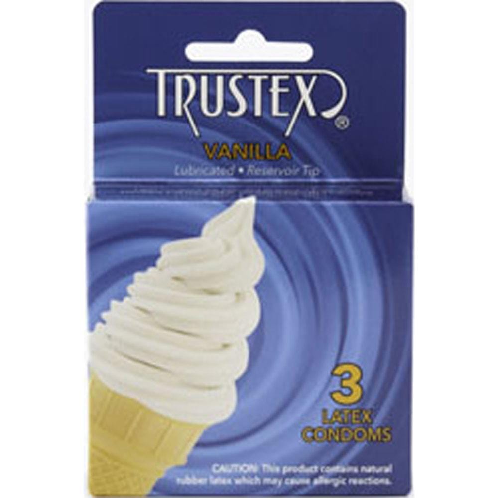 trustex flavored lubricated condoms 3 pack vanilla
