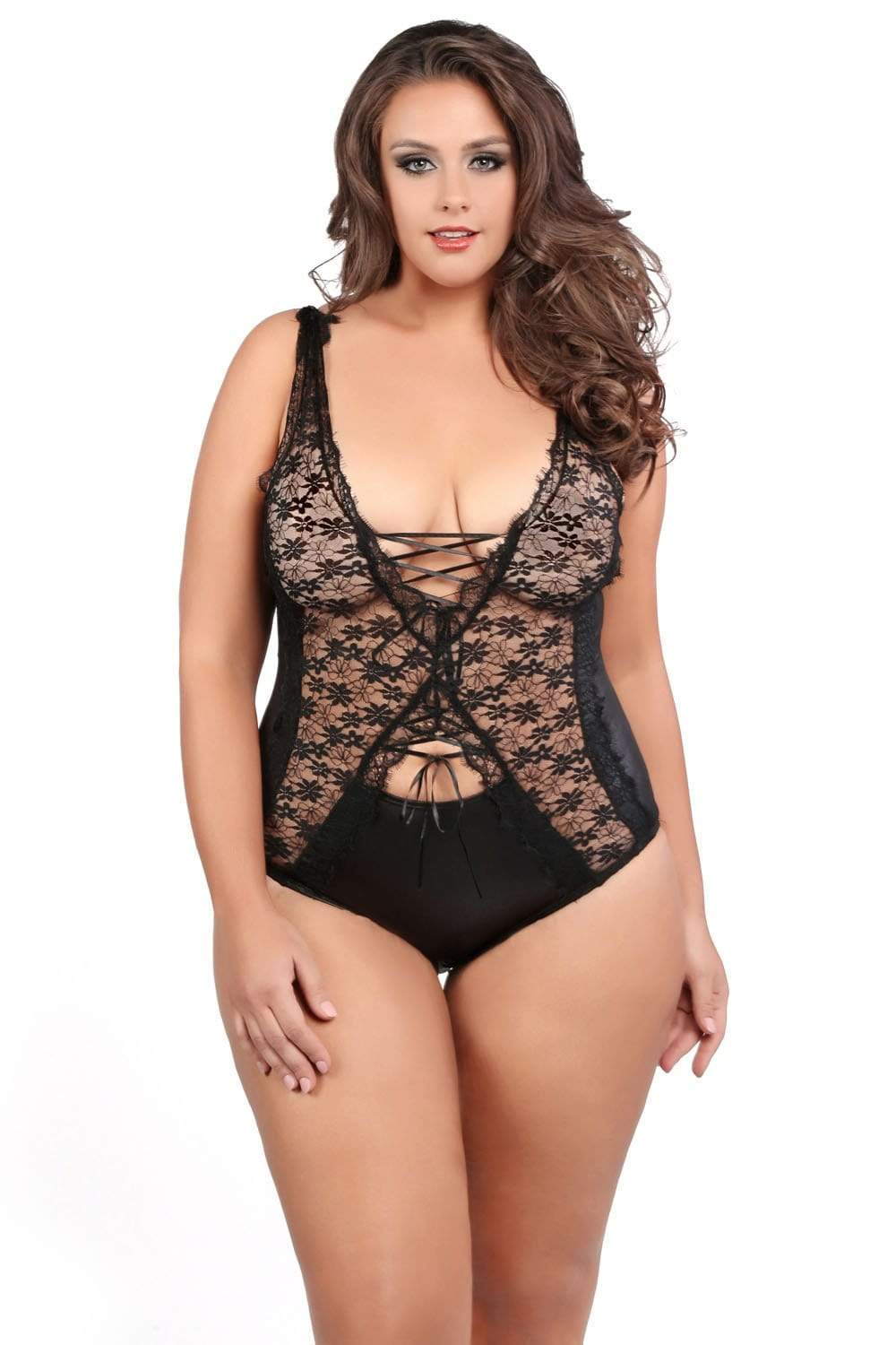 aliya kissed by lace teddy queen size black