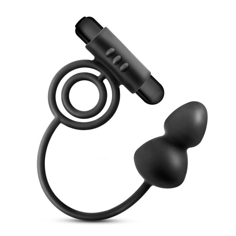 Anal Adventures - Platinum - Silicone Anal Plug With Vibrating C-Ring - Black Default Title