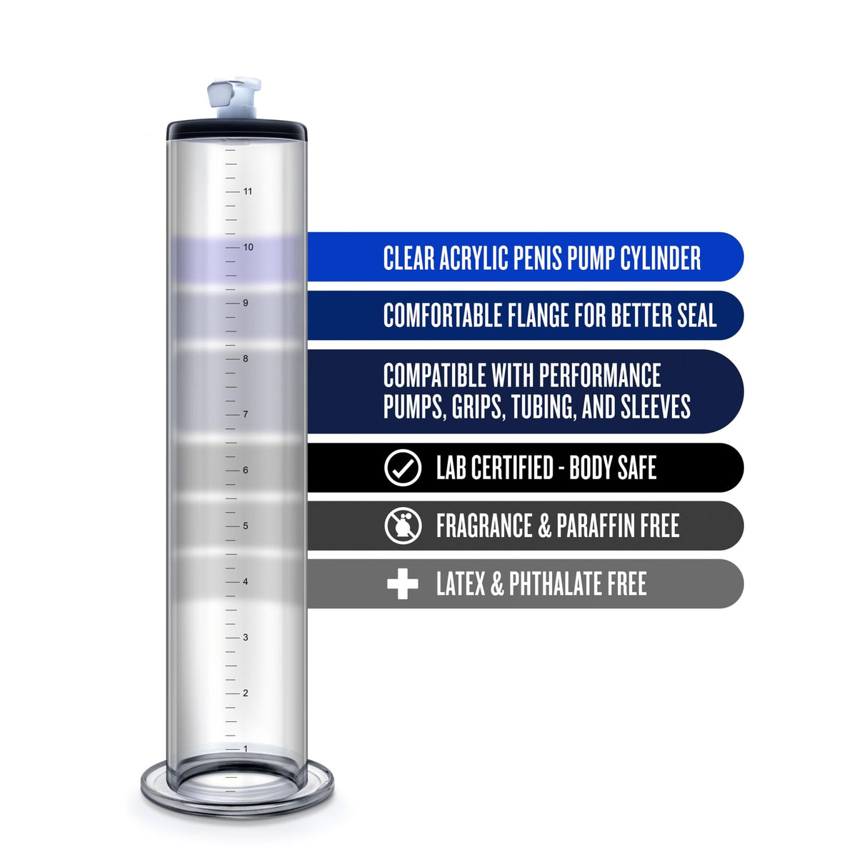 performance 12 inch x 2 inch penis pump cylinder clear