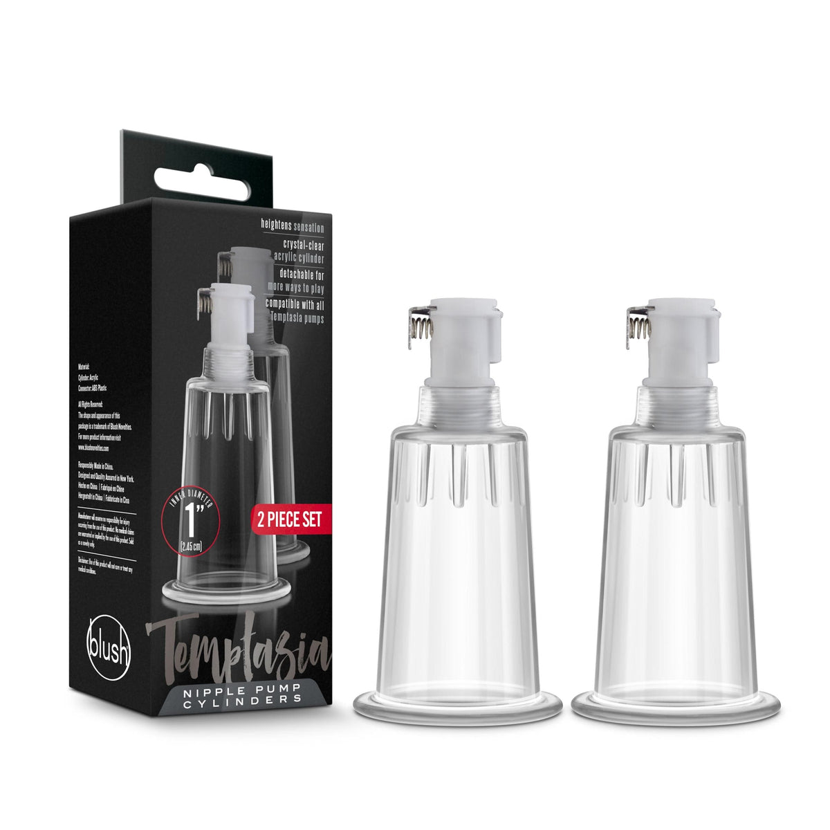 temptasia nipple pumping cylinders set of 2 1 inch diameter clear