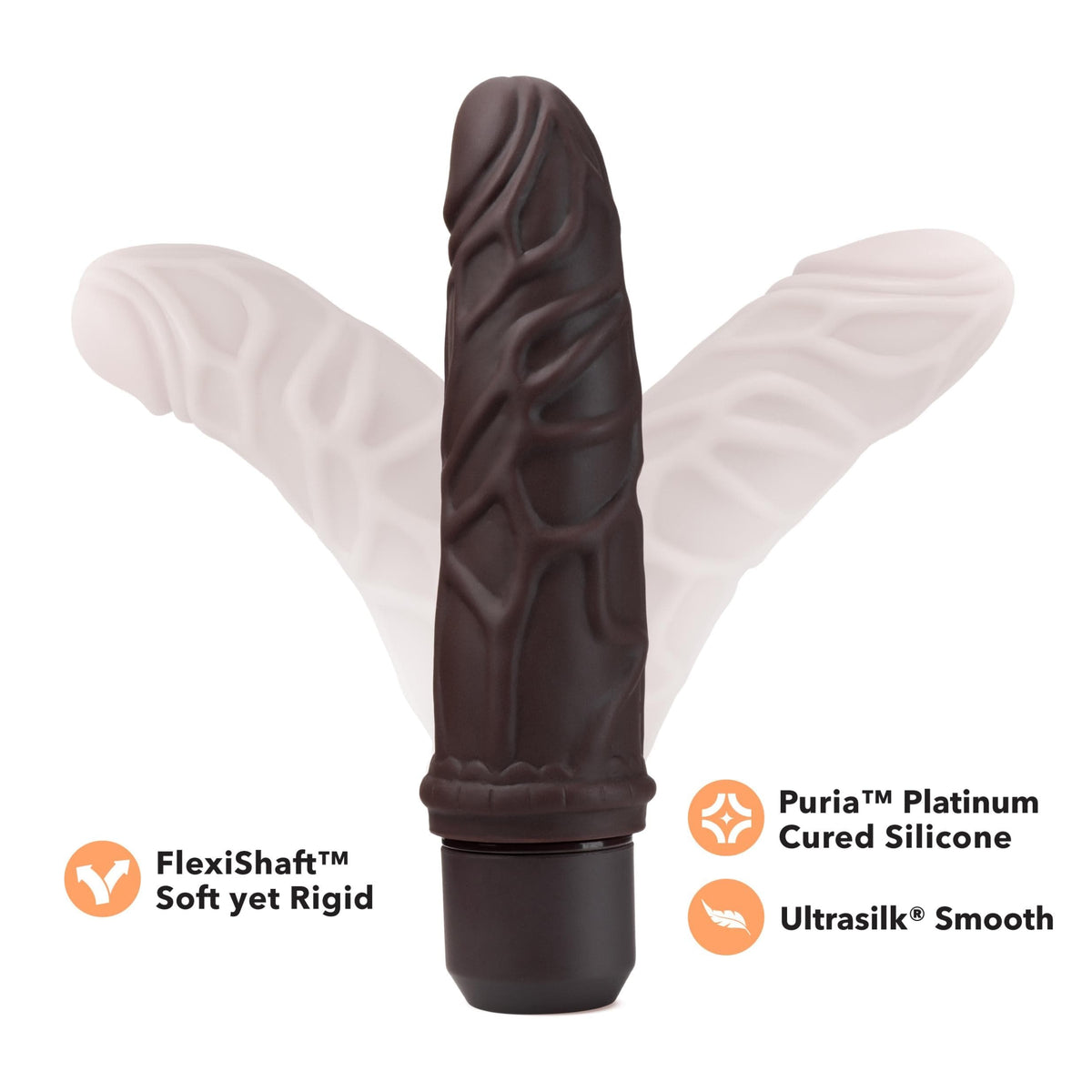 dr skin silicone dr robert 7 inch vibrating dildo brown