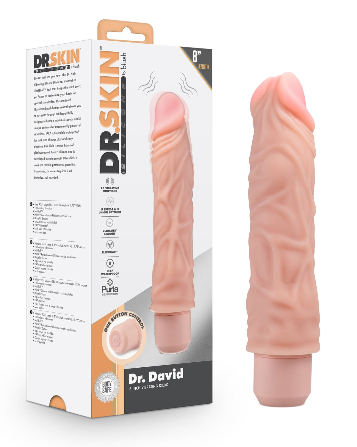 dr skin silicone dr david 8 inch vibrating dildo beige