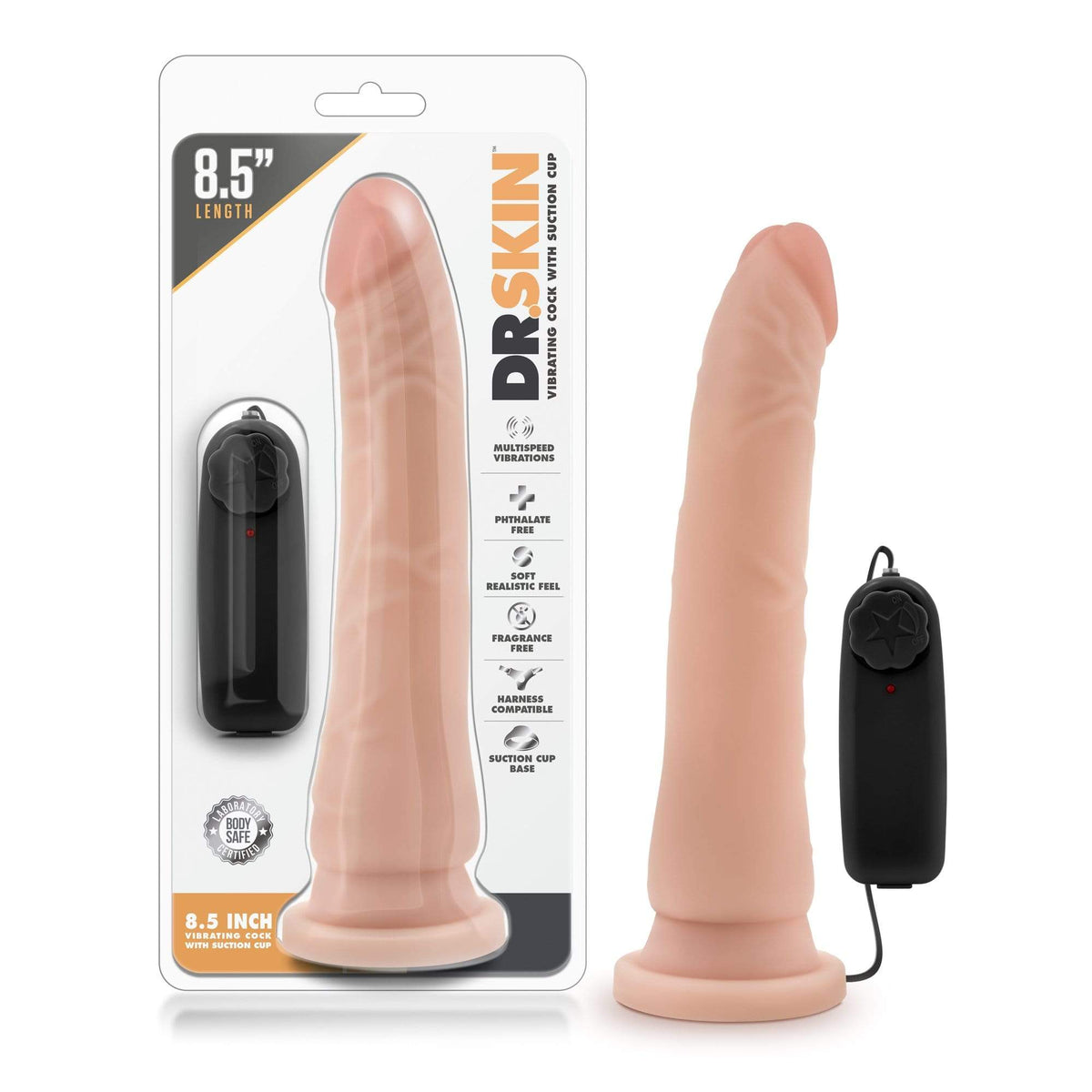 Blush Novelties   dr skin 8 5 inch vibrating realistic cock with suction cup vanilla