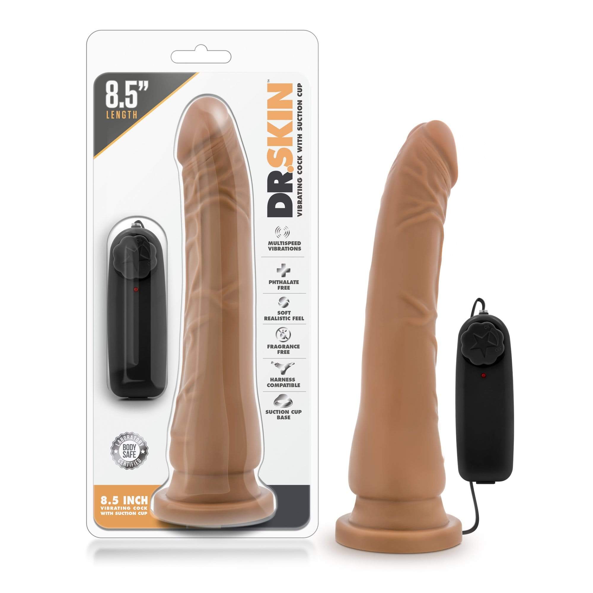 Blush Novelties   dr skin 8 5 inch vibrating realistic cock with suction cup mocha