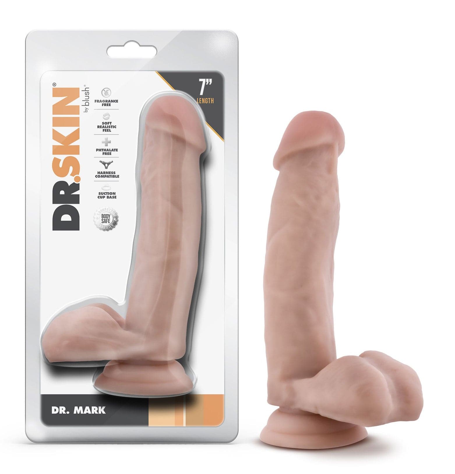 Dr. Skin - Dr. Mark - 7 Inch Dildo With Balls - Beige Default Title