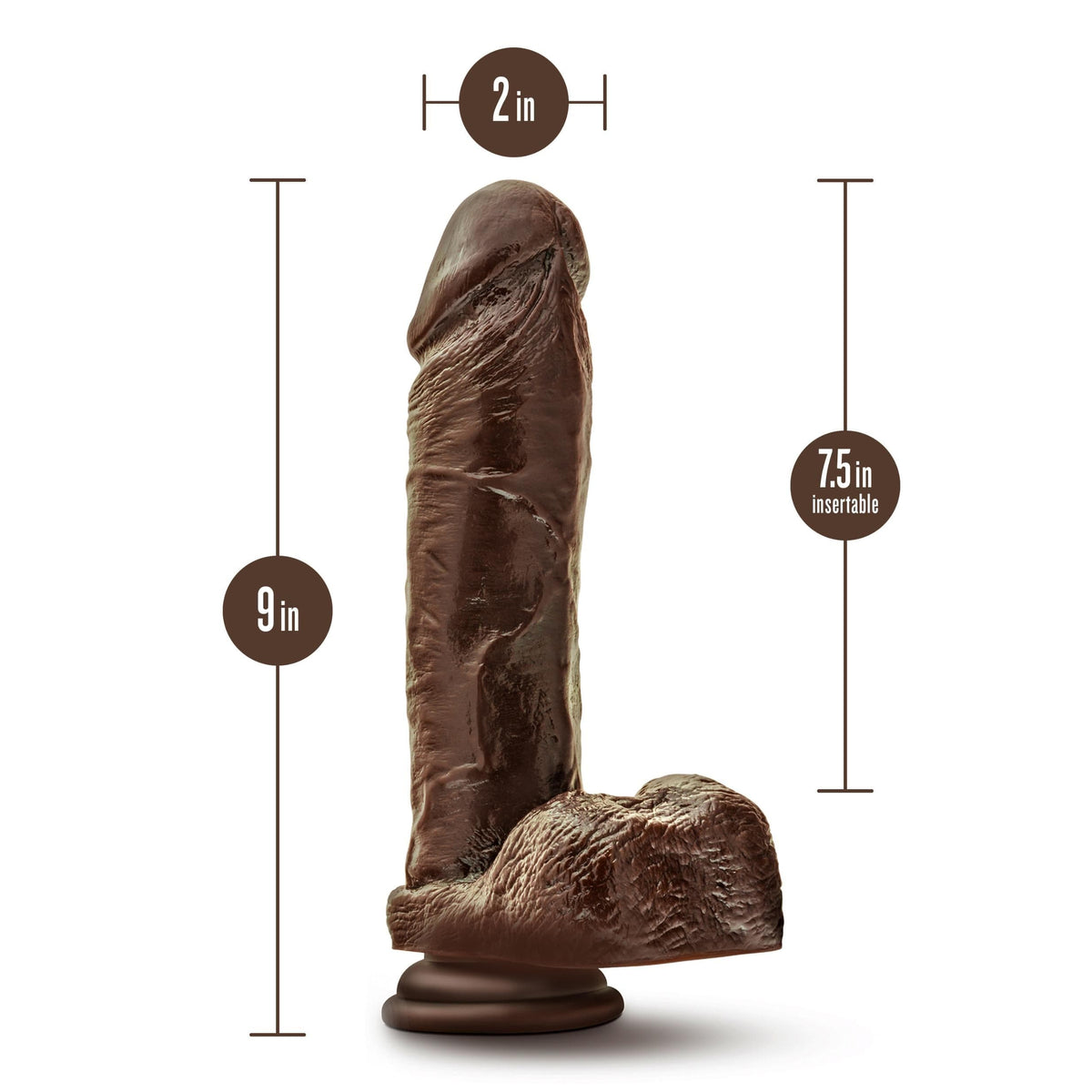 dr skin plus 9 inch thick posable dildo with balls chocolate