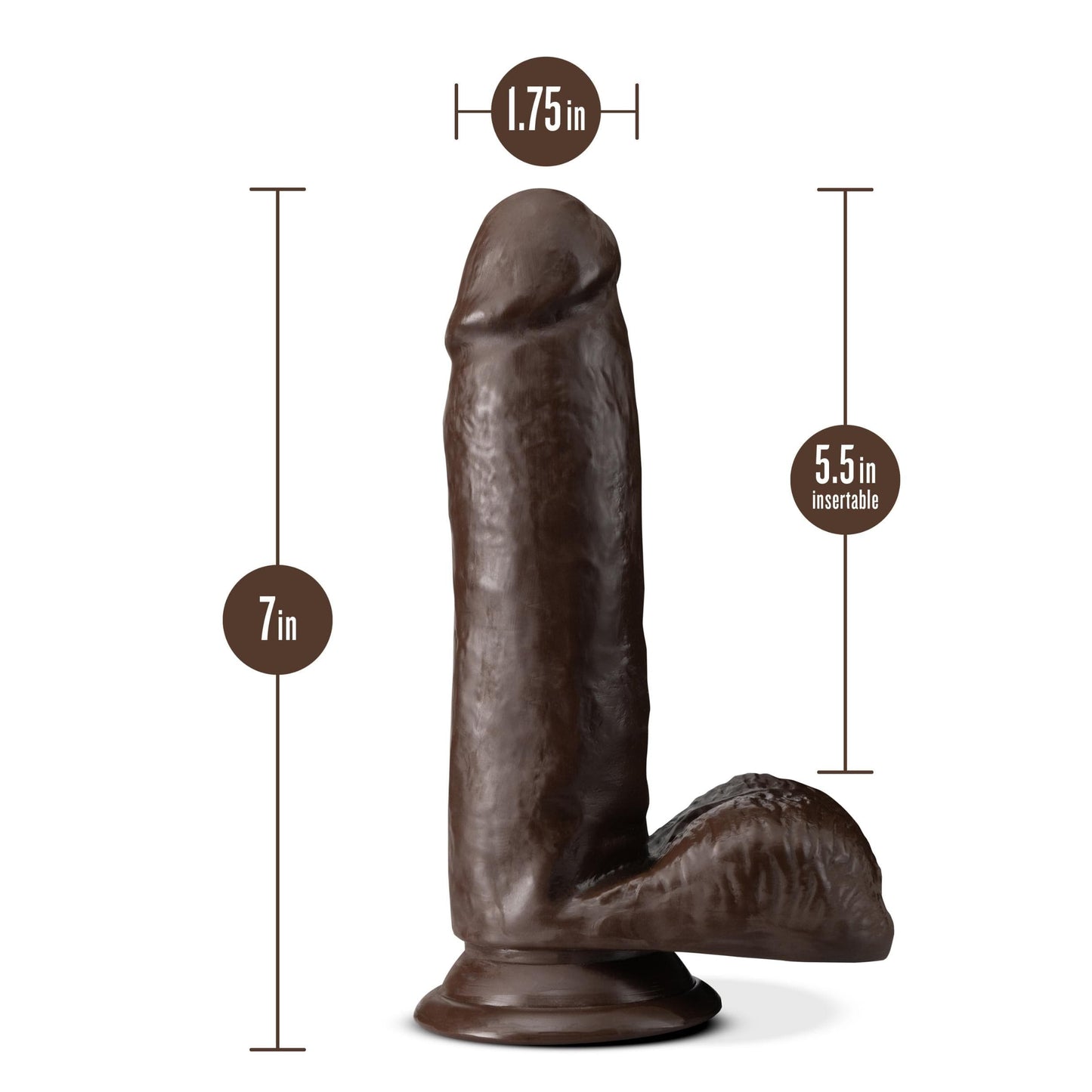 dr skin plus 7 inch posable dildo with balls chocolate