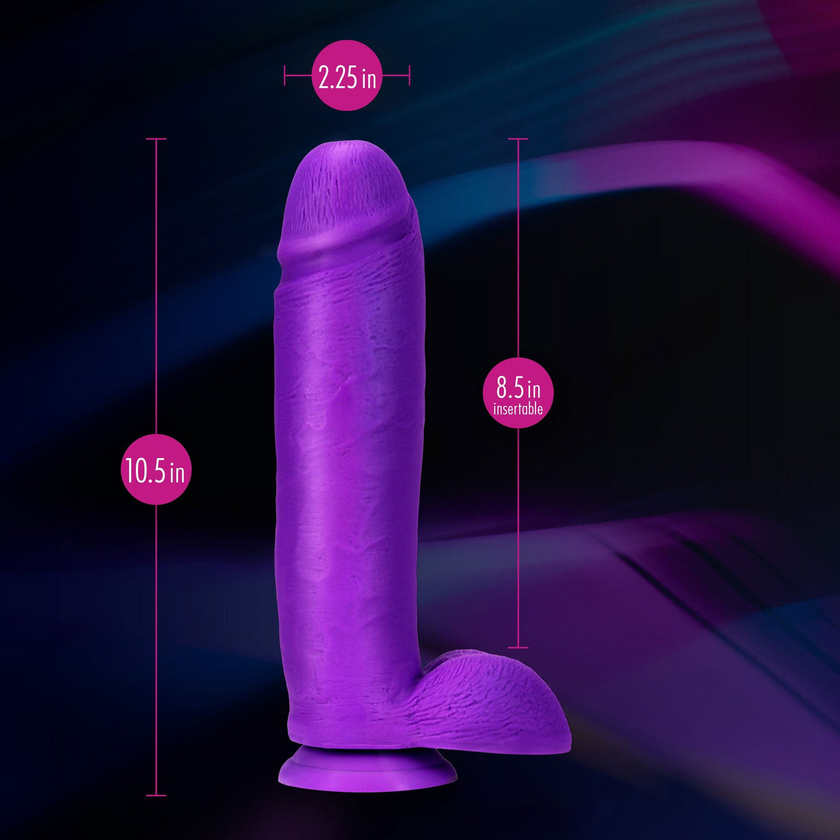 neo elite 10 inch silicone dual density cock with balls neon purple