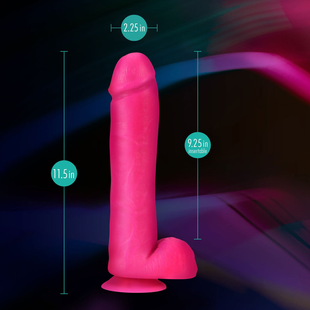 neo elite 11 inch silicone dual density cock with balls neon pink