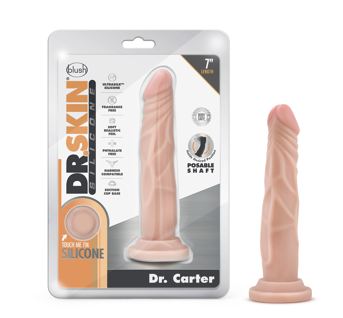 dr skin silicone dr carter 7 inch dong with suction cup vanilla