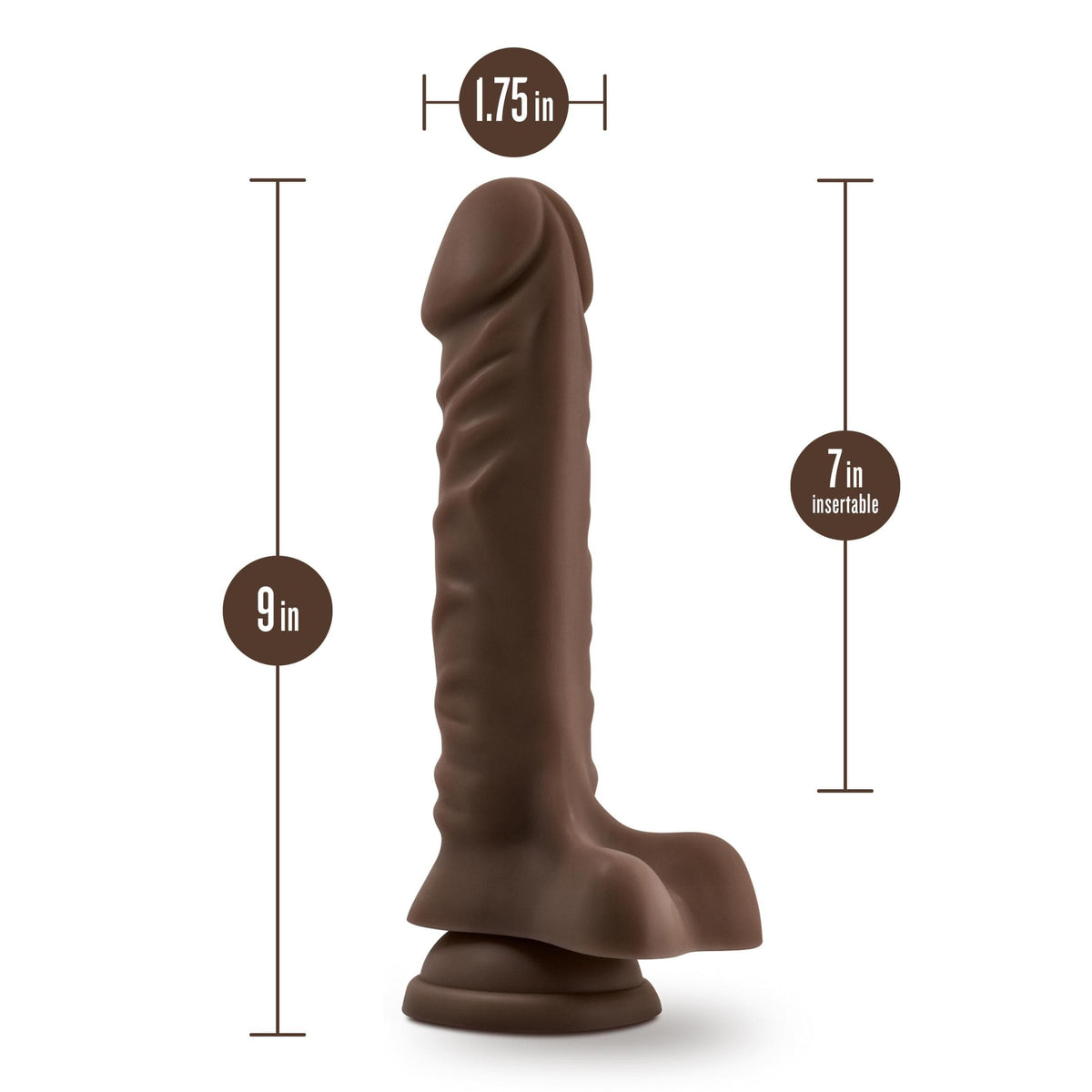 dr skin plus 9 inch posable dildo with balls chocolate