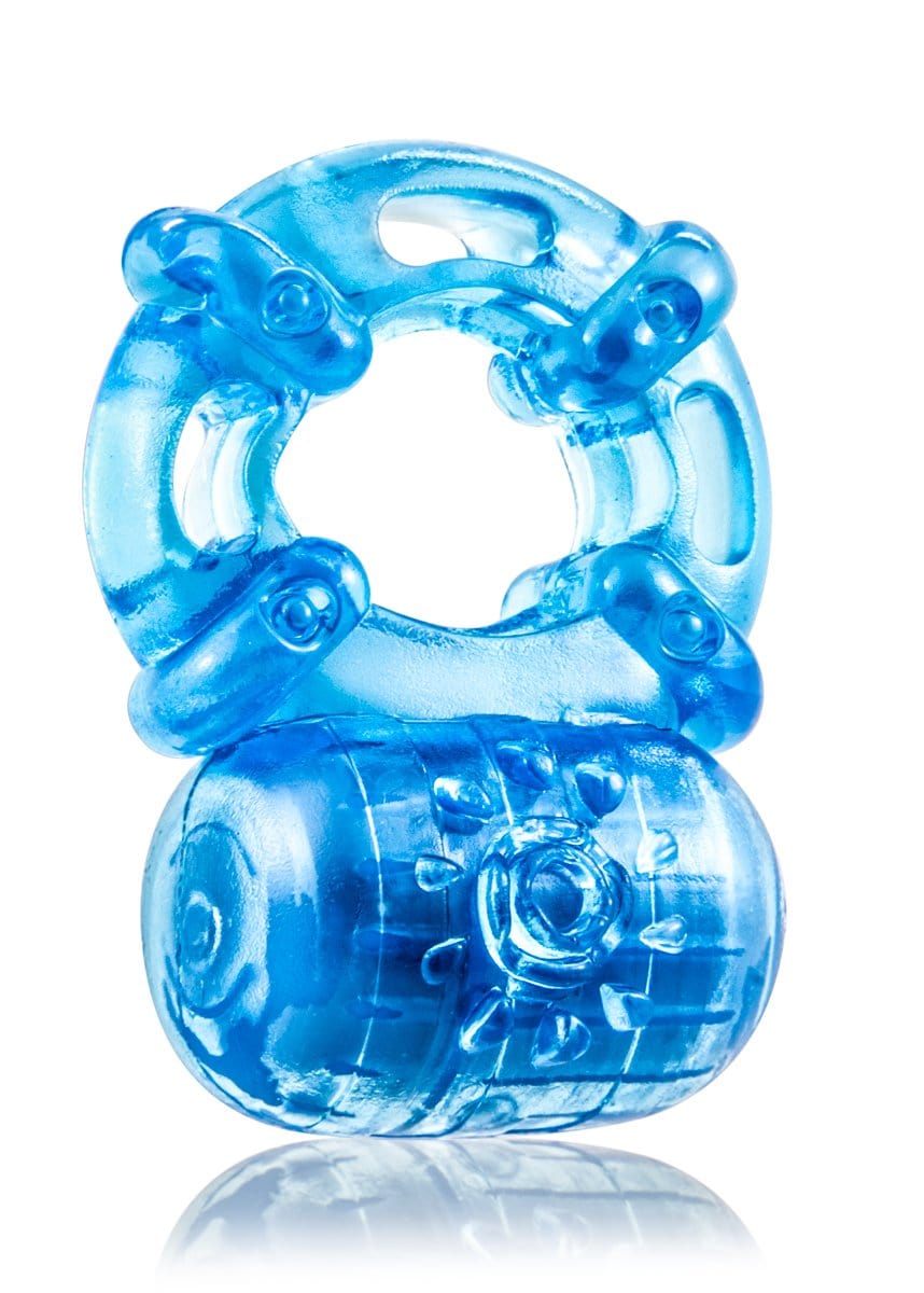Blush Novelties   stay hard reusable 5 function vibrating cock ring blue