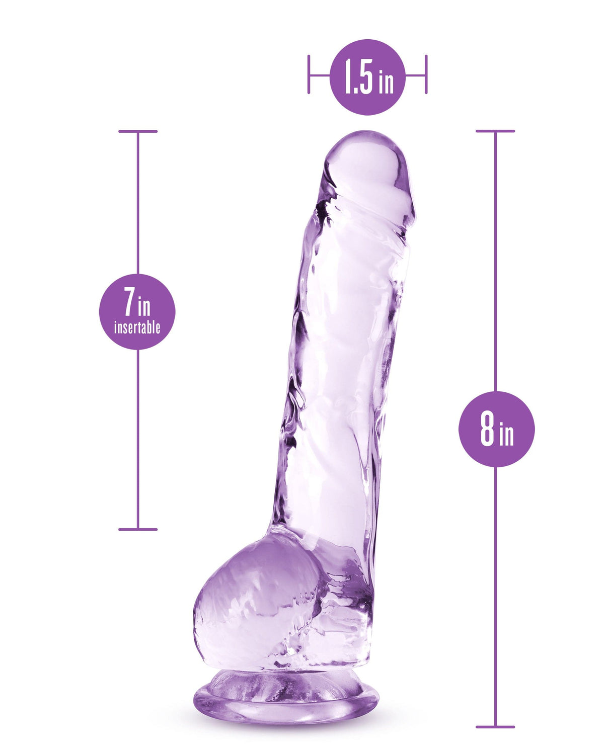 naturally yours 8 inch crystalline dildo amethyst