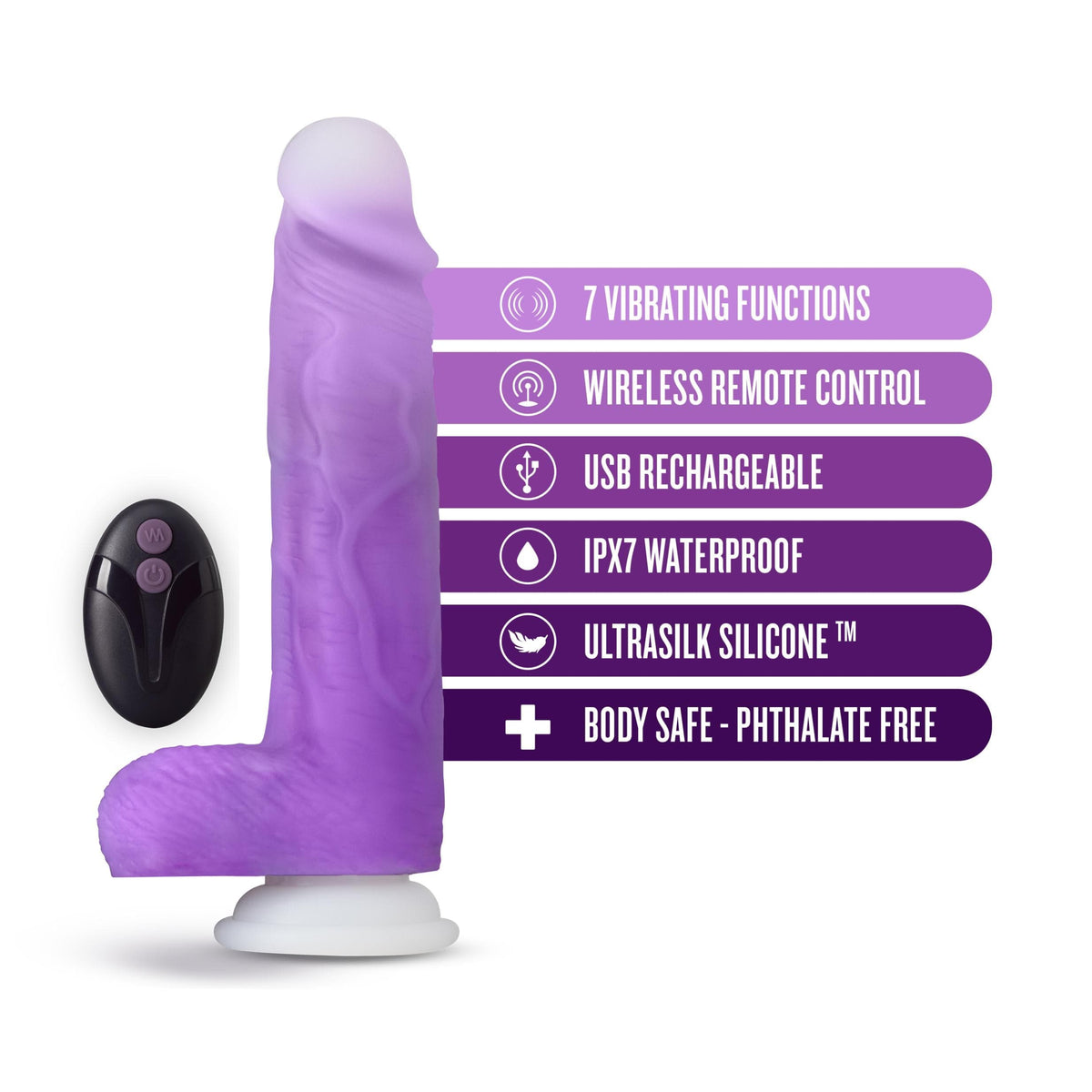 neo elite encore 8 inch vibrating dildo purple