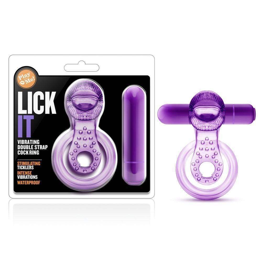 Blush Novelties   play with me lick it vibrating double strap cockring purple