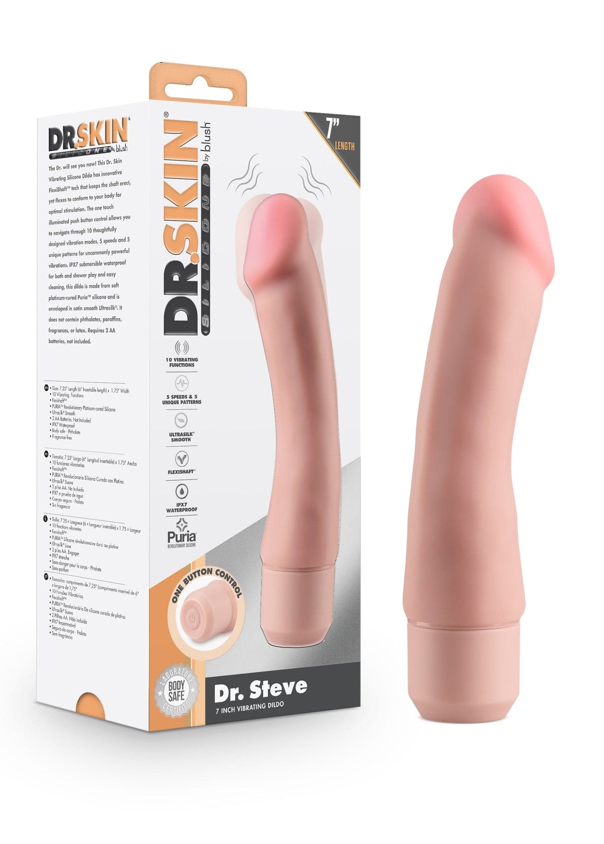 dr skin silicone dr steve 7 inch vibrating dildo beige