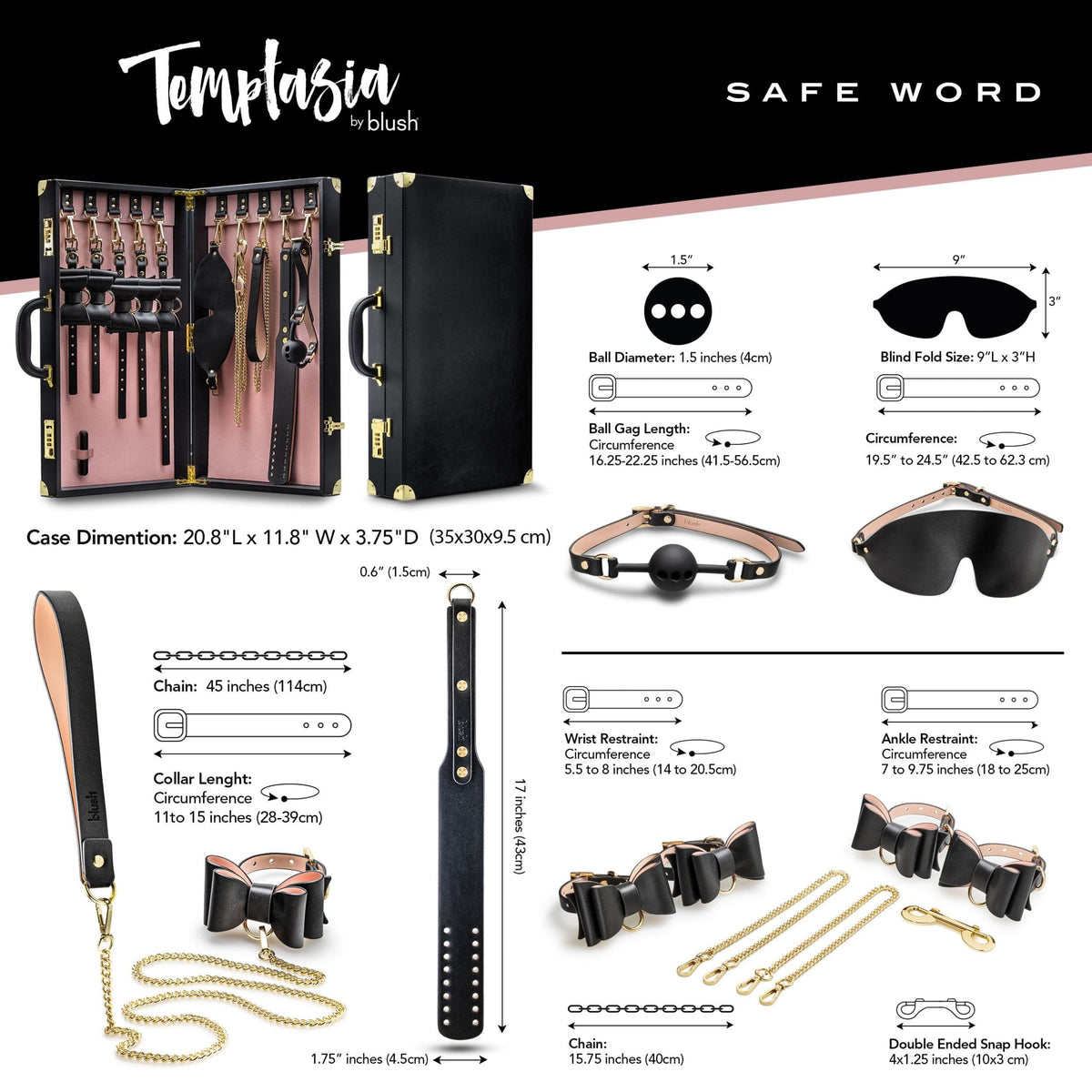temptasia safe word bondage kit with suitcase black