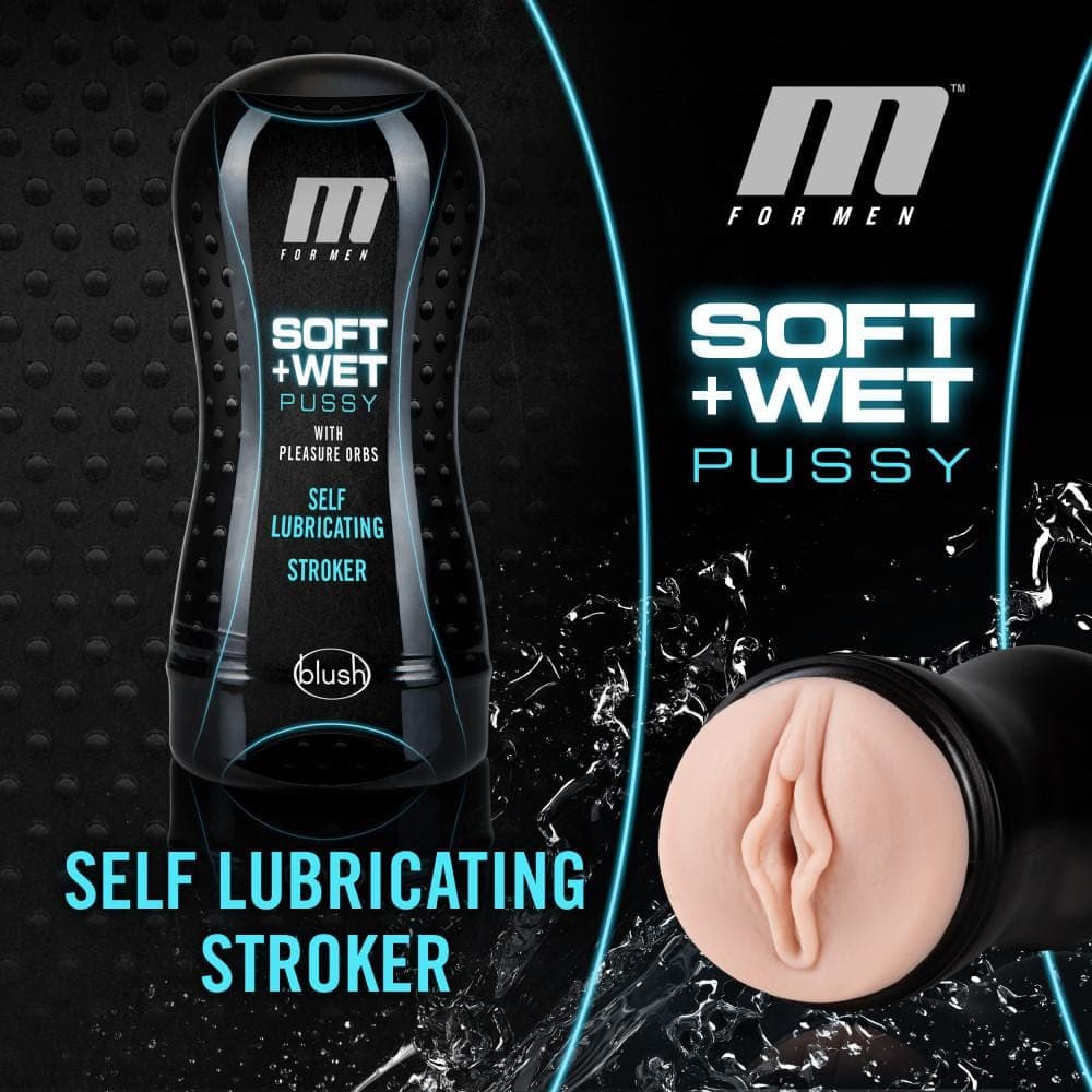 Blush Novelties   m for men soft and wet pussy with pleasure orbs self lubricating stroker cup vanilla