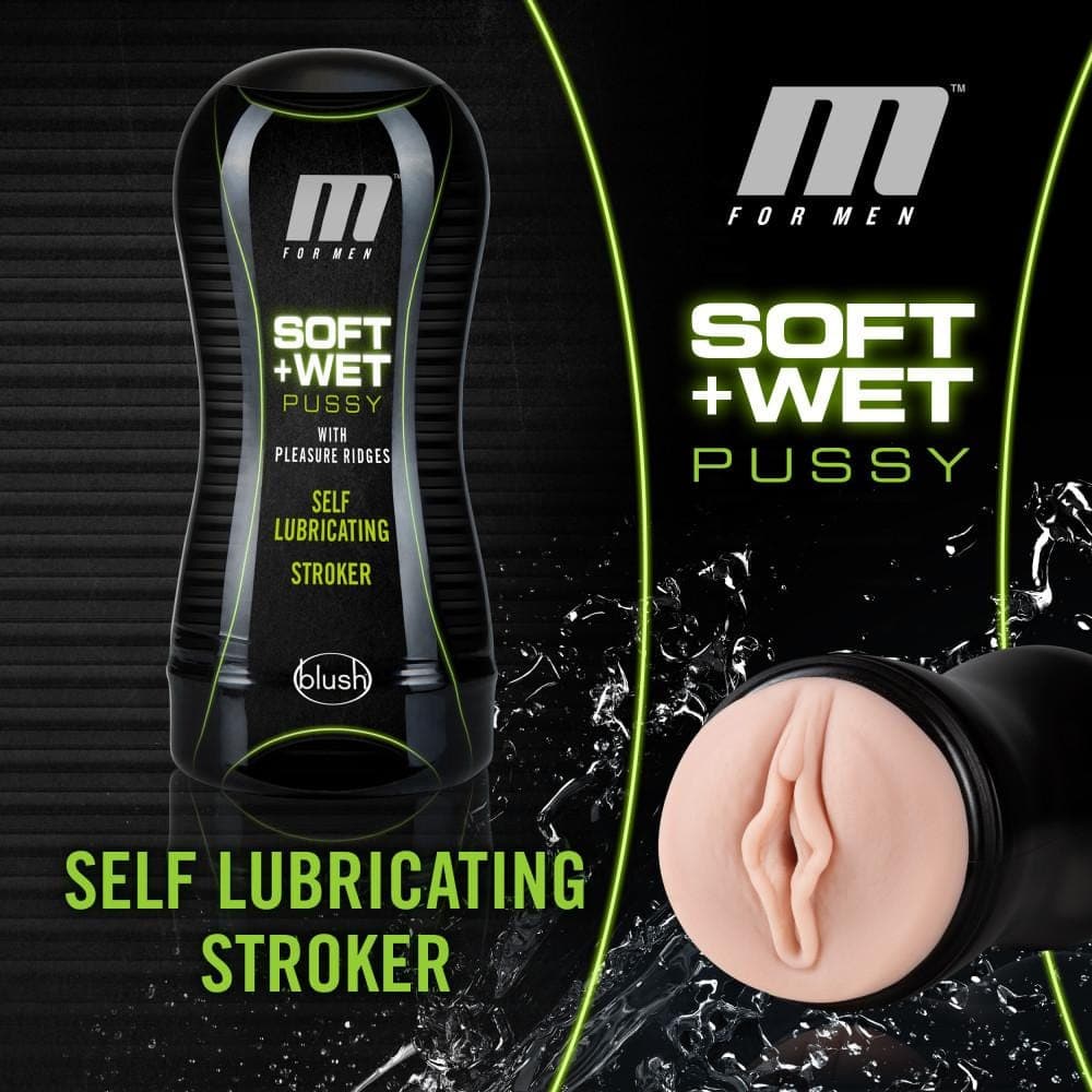 Blush Novelties   m for men soft and wet pussy with pleasure ridges self lubricating stroker cup vanilla