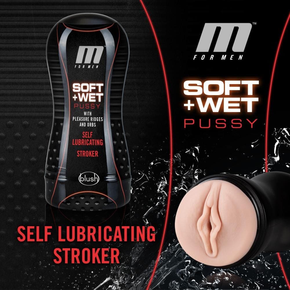 Blush Novelties   m for men soft and wet pussy with pleasure ridges and orbs self lubricating stroker cup vanilla