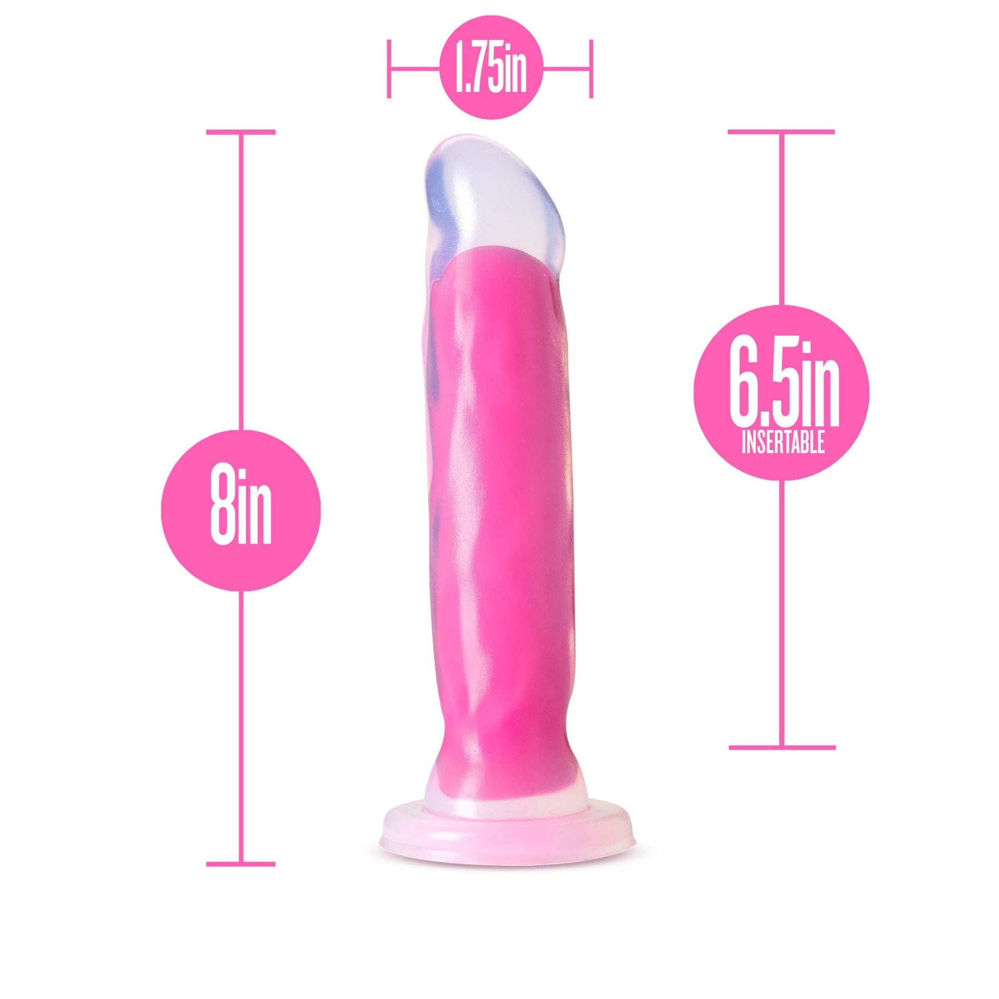 neo elite glow in the dark marquee 8 inch silicone dual density dildo neon pink