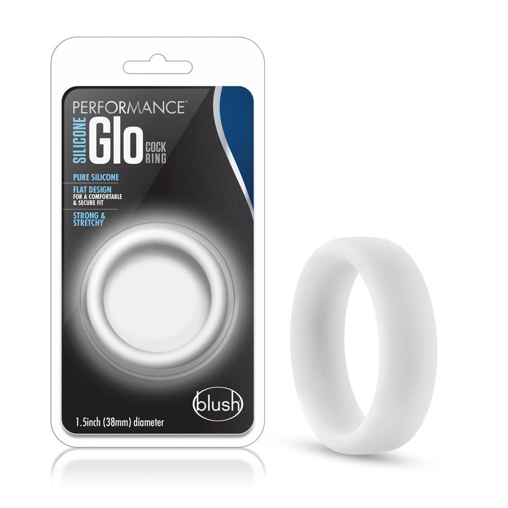 Blush Novelties   performance silicone glo cock ring white glow