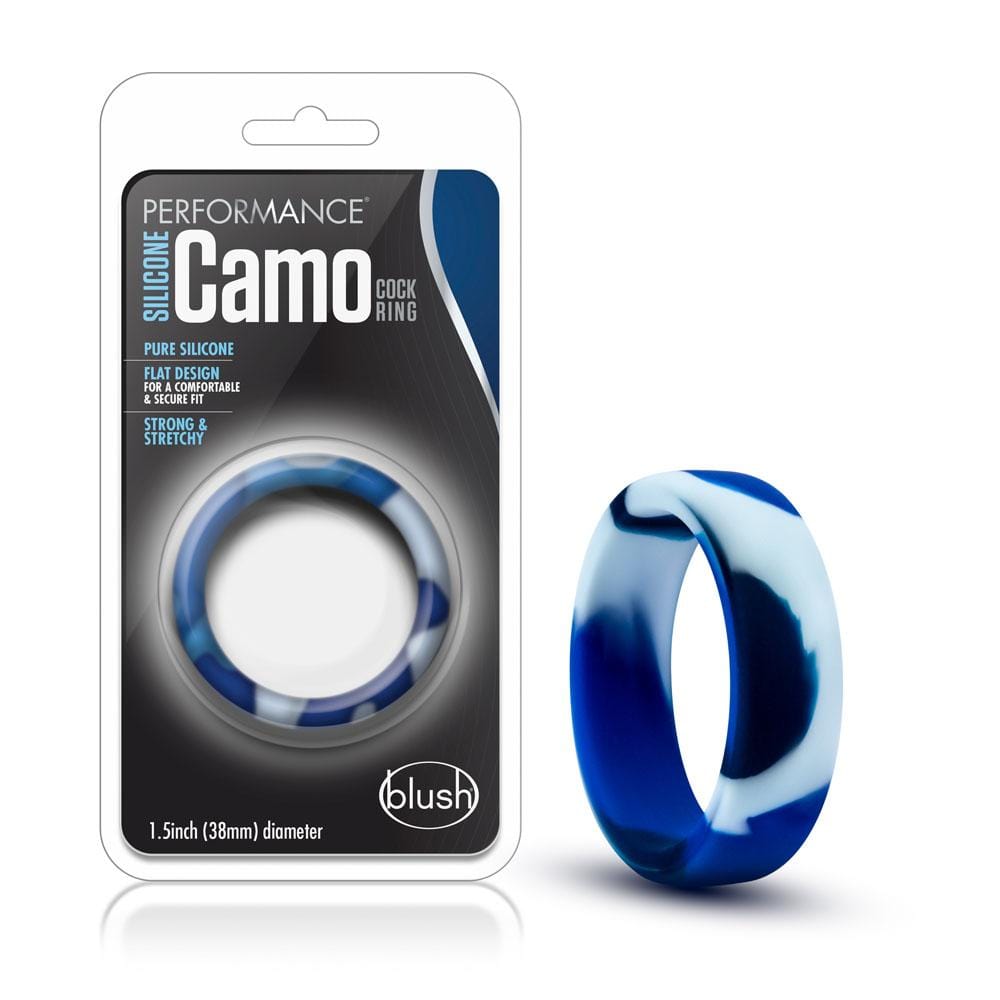 Blush Novelties   performance silicone camo cock ring blue camoflauge