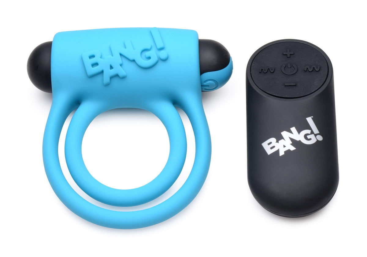 bang silicone cock ring and bullet with remote control blue