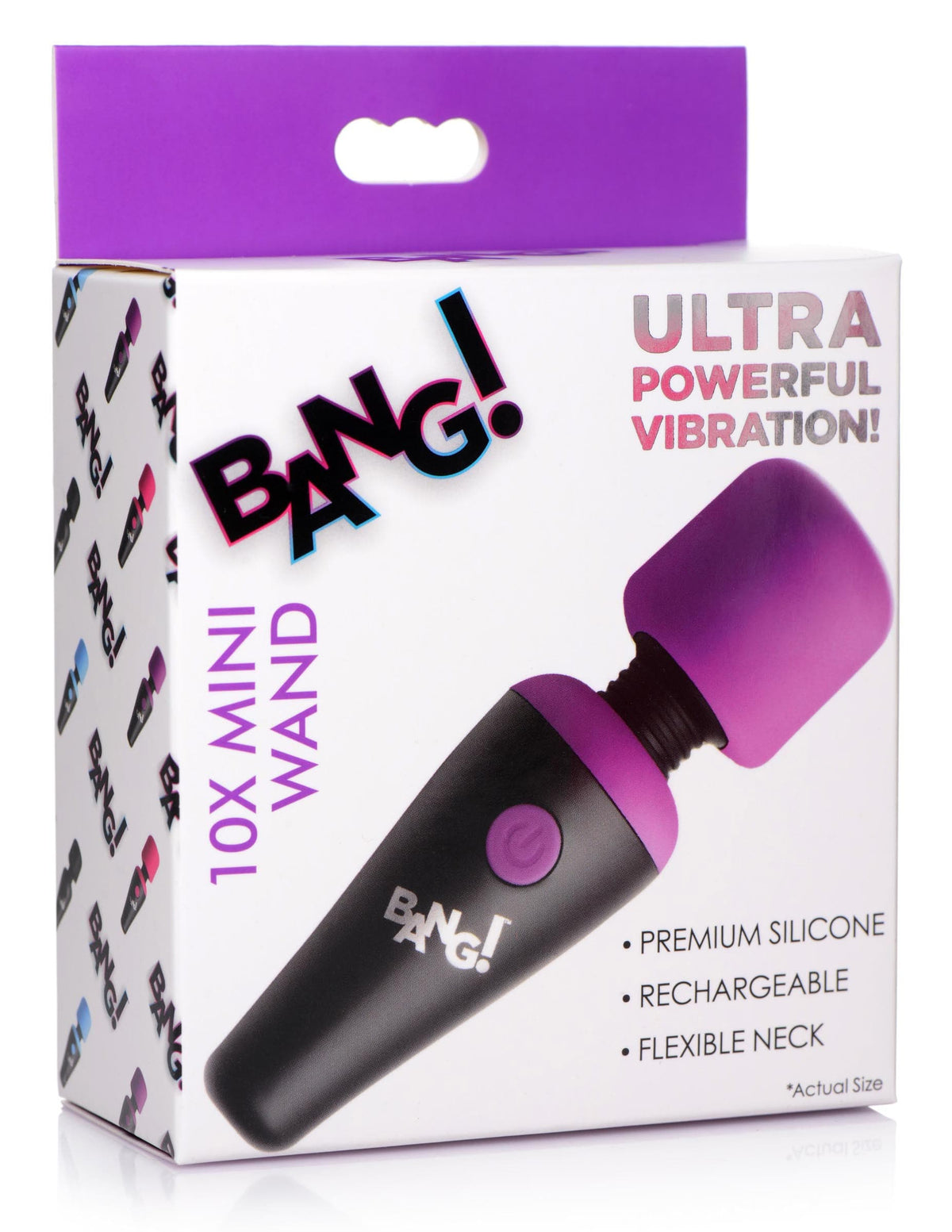 bang 10x vibrating mini silicone wand purple