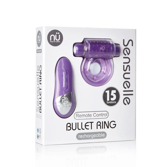 sensuelle remote control 15 function rechargeable bullet ring purple