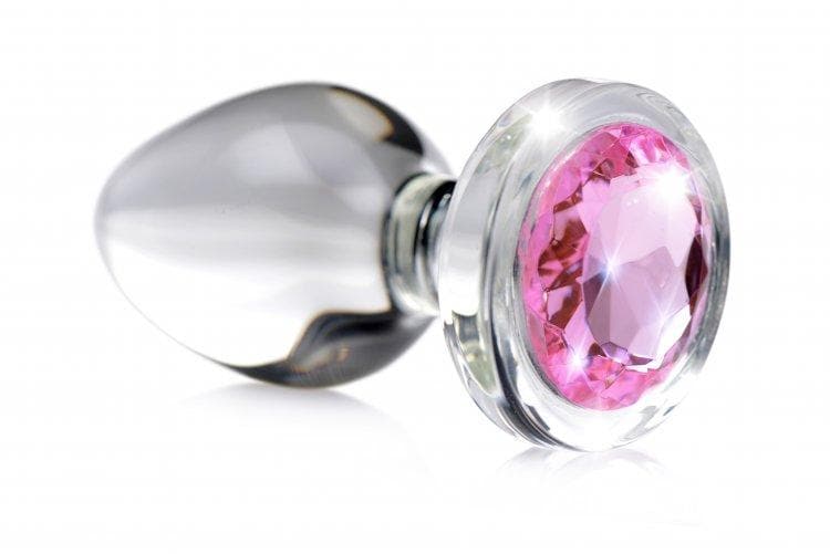 pink gem glass anal plug small