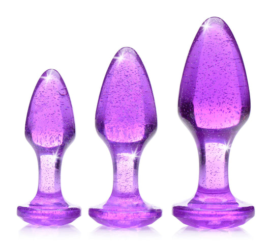 glitter gem anal plug set purple