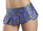 Plum Plaid Pleated Mini Skirt - Medium- Large Default Title